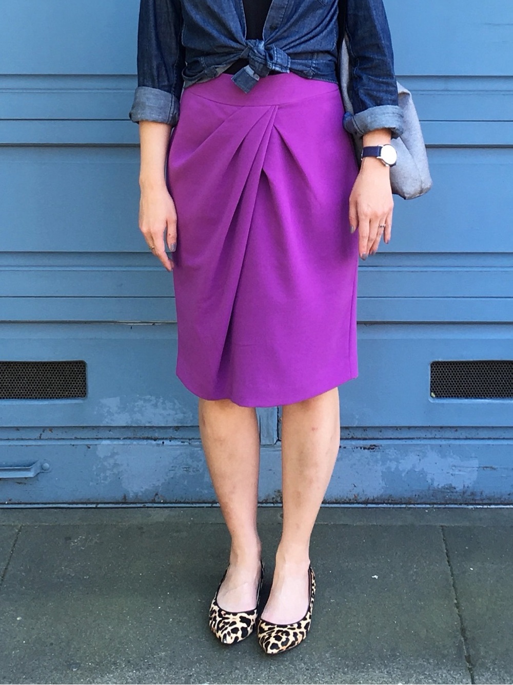 Banana Republic Pink Purple Pencil Skirt with Draped Pleats